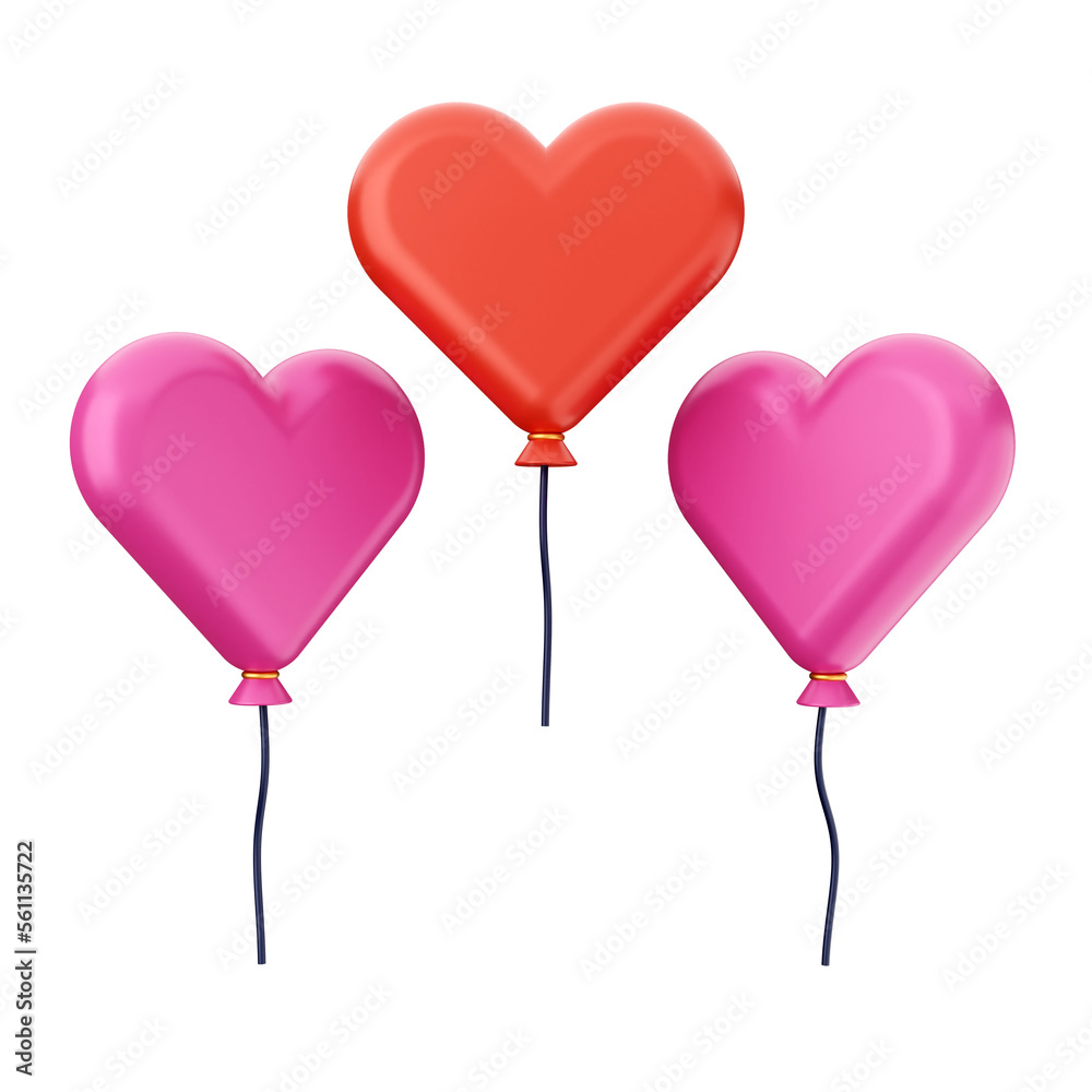 love balloon 3d Valentines Day icon illustration render