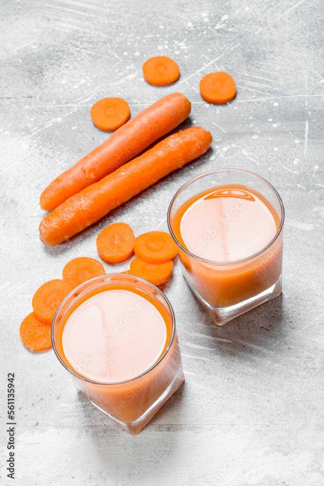 Carrot juice in a glass. Carrot juice in a glass.