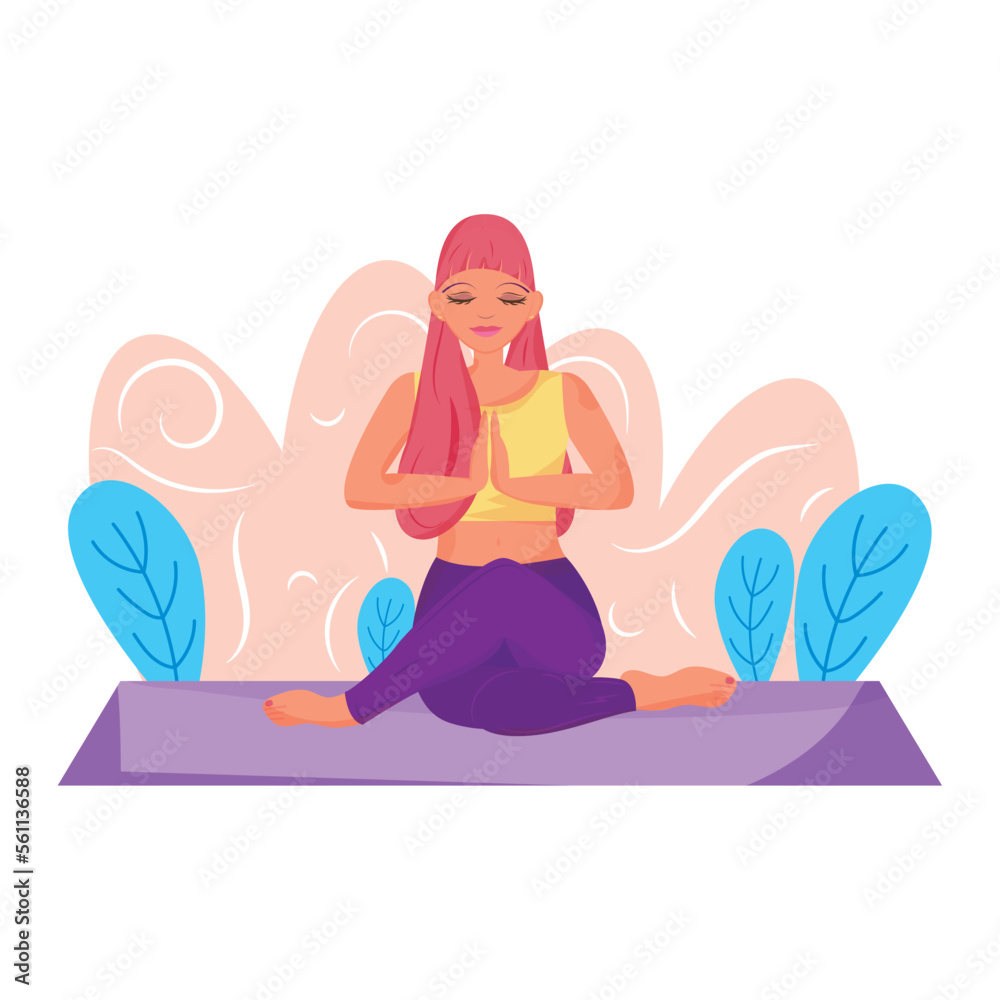 Isolated girl character on a yoga practice Vector Isolated girl character on a yoga practice Vector