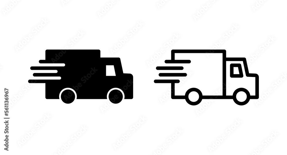 Fototapeta premium Delivery truck icon vector illustration. Delivery truck sign and symbol. Shipping fast delivery icon
