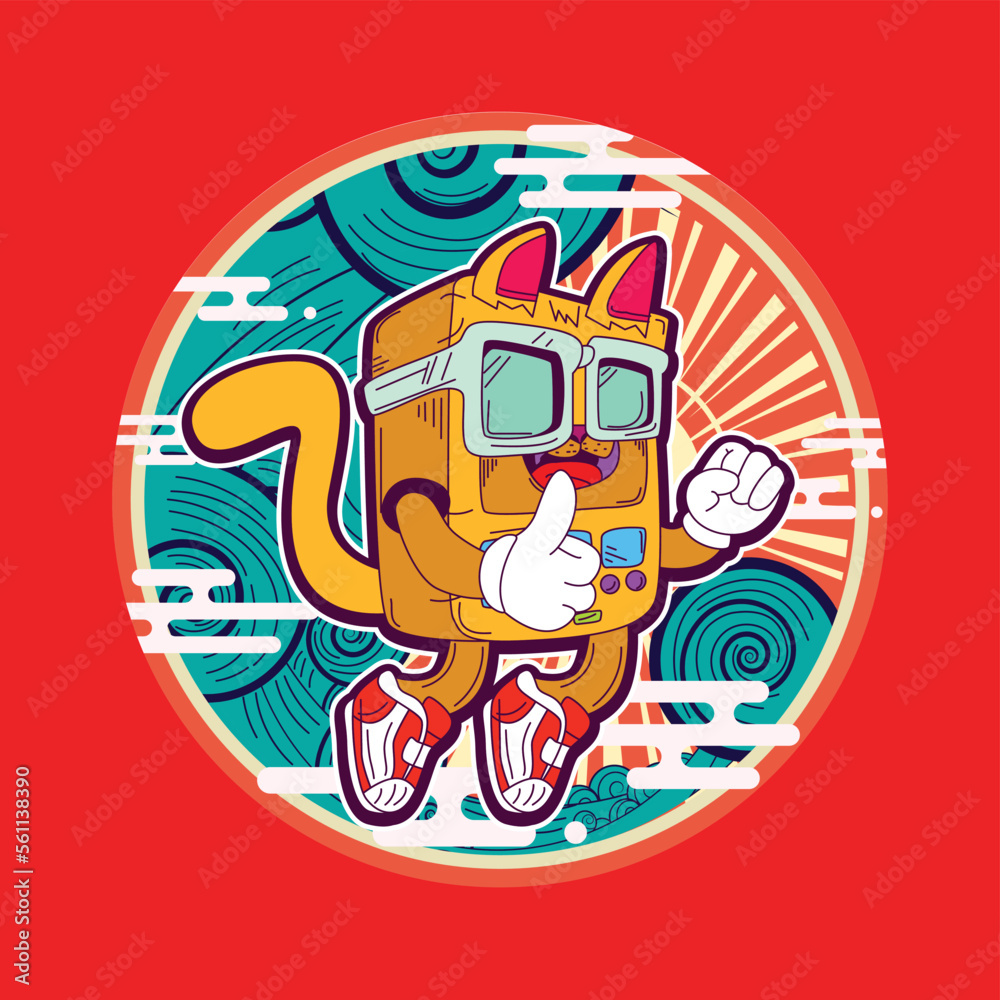 cute cat illustration for mascot, logo, notebook, and background