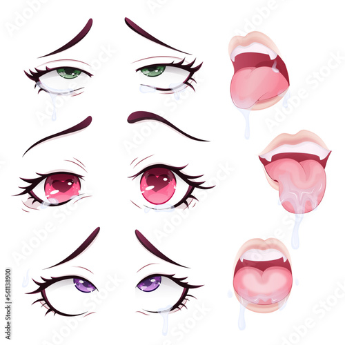 Premium Vector  Illustration of a mouth, anime style lips, anime style  open mouth, love, valentine's day, manga