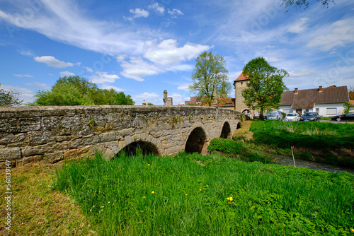 Historische Brücke über die Rodach in Seßlach, Landkreis Coburg, Oberfranken, Franken, Bayern, Deutschland