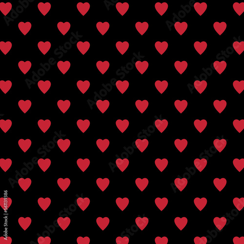 Valentine romanric Pattern. White Red Hearts on Black Background.Hearts red pattern on pink background