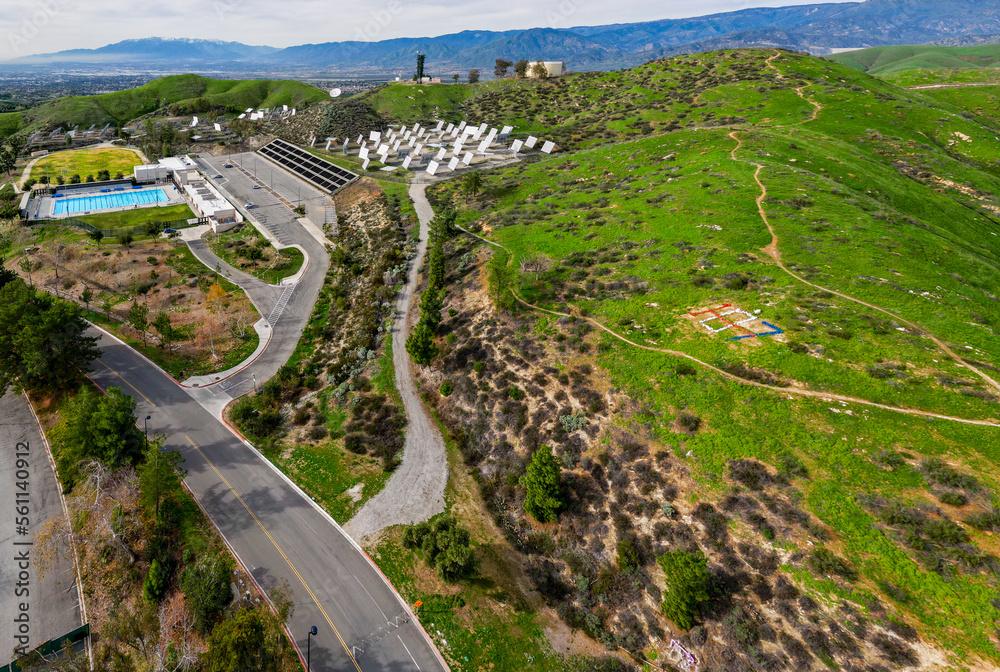 The Crafton Hills in Yucaipa, california, after a Rainy Winter with Crafton Community College in the Hills