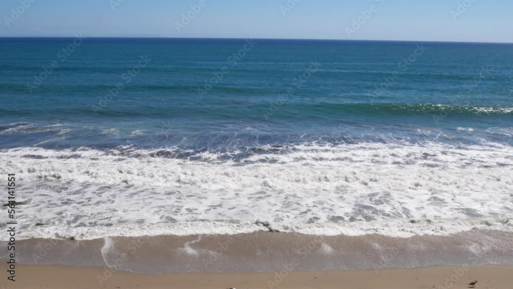 Tilting down from the Pacific Ocean to the Beach of Malibu in California, USA Tilting down from the Pacific Ocean to the Beach of Malibu in California, USA