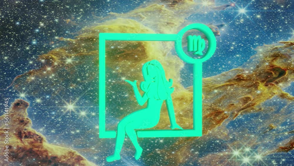 Virgo. Zodiac sign. Horoscope. Space flight through the constellation. High quality 4k footage