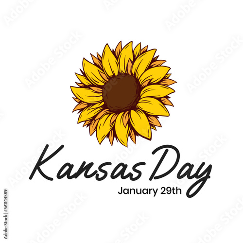 Happy Kansas Day with sun flower illustration, suitable use for banner, poster, flyer, sticker or card design