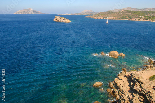 A Beautiful View of the Mediterranean Sea from a Greek Island