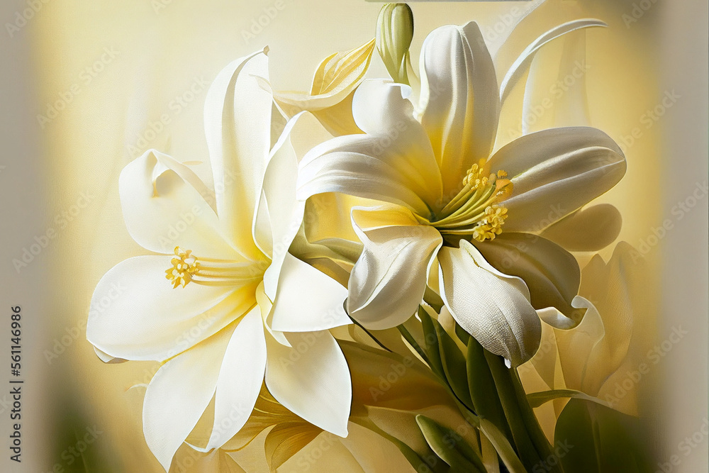 Beautiful Abstract Milky White Flowers in Bowl of Cream. Generative ai Beautiful Abstract Milky White Flowers in Bowl of Cream. Generative ai