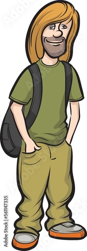 cartoon modern young guy backpacker - PNG image with transparent background