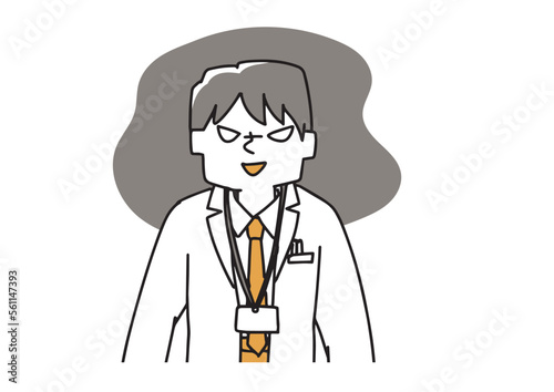 悪いことを企んでいる医者の男性のイラスト