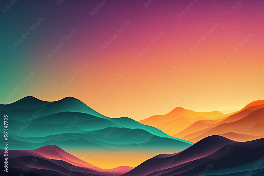 Abstract Colorful Mountain Gradient Design for Wallpapers
