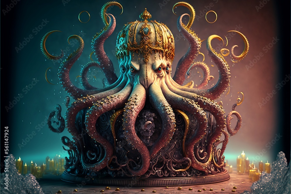 Fototapeta premium majestic octopus on the moon