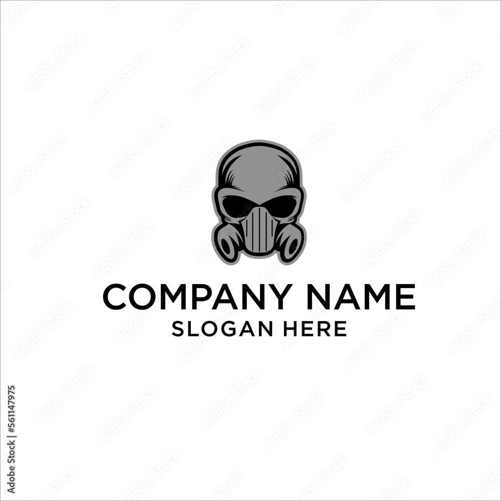 skull wearing a gas mask logo, vector skull wearing a gas mask logo, vector