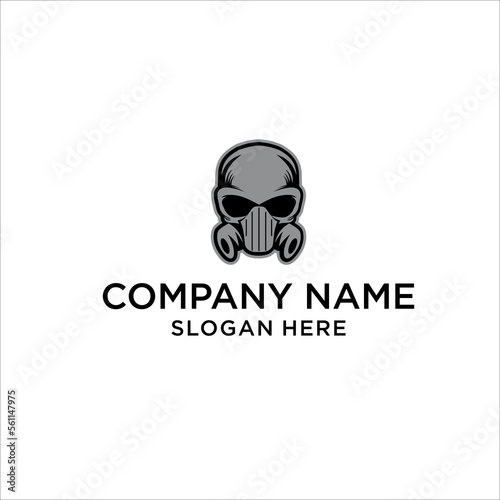 skull wearing a gas mask logo, vector