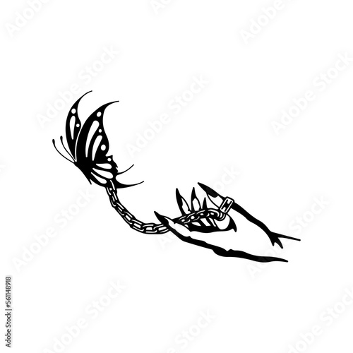 vector illustration of a hand with a butterfly