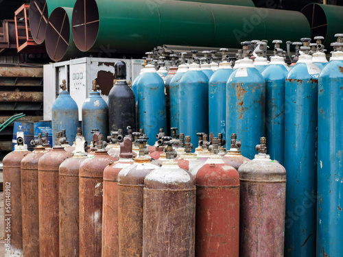 Картината върху платно cylinder tanks with compressed gas for industry use.