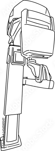 Outline sketch of device for making x-ray panoramic picture of the tooth in doodle style