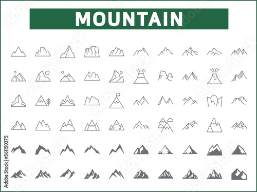 Simple Set of mountain Related Vector Line Icons.
Vector collection of hiking, climbing, climb, Nature, Scenery, landscape, scenery and design elements symbols or logo element.