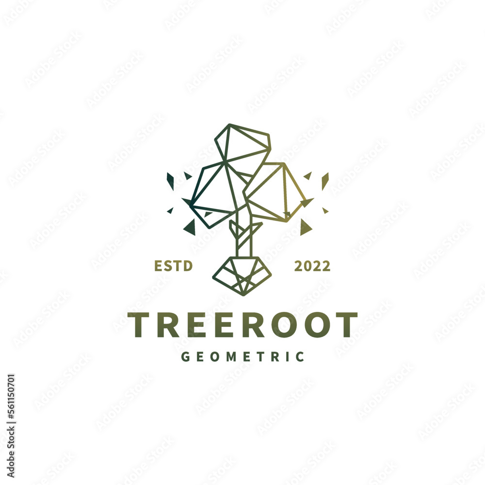 tree and root vector illustration with geometric line art style logo design tree and root vector illustration with geometric line art style logo design