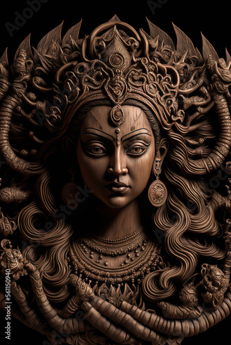 Indian Goddess Saraswati Statue, AI