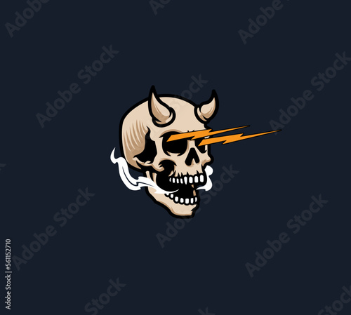 Skull electric mascot illustration logo