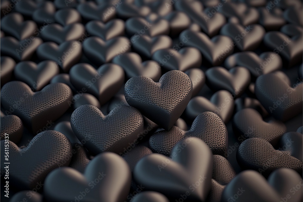 Obraz premium Valentines Day Hearts Composition: A Romantic Design of Love and Hearts - From Red Roses to Heart Shaped Patterns, Celebrate the Day of Love with an Artful Composition of Hearts and Bokeh