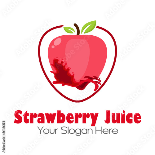 strawberry juice logo. Fresh drink design. Your slogan here