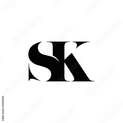 Abstract SK letters initials monogram logo design, icon, minimalist, simple, elegant