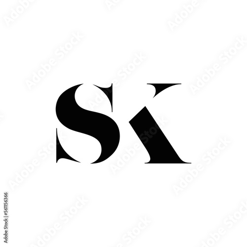 Abstract SK letters initials monogram logo design, icon, minimalist, simple, elegant