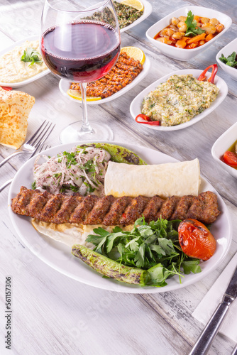 traditional turkish kebap with vegatables adana kebab urfa kebab