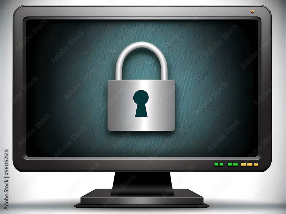 computer monitor displaying with a lock icon (AI Generated) computer monitor displaying with a lock icon (AI Generated)