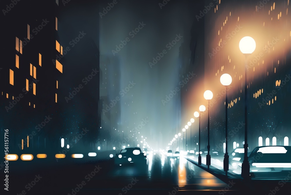 blurred image of a cityscape at night, with the bright lights and busy streets symbolising the hectic and chaotic nature of substance abuse (AI Generated)