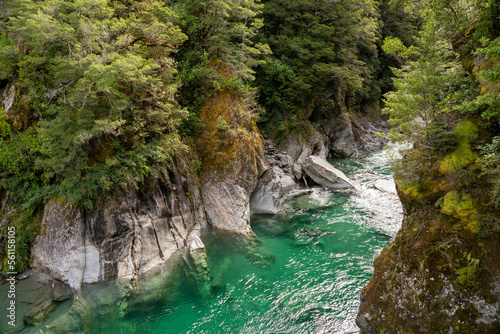 Blue Pools and the Makarora River. Haast Pass on the West Coast of the South Island of New Zealand.