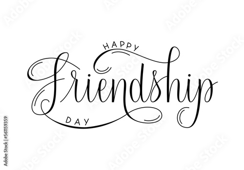 Happy Friendship day vector handwritten text. Usable for greeting card, banner or poster. Hand lettering for International Friendship Day.