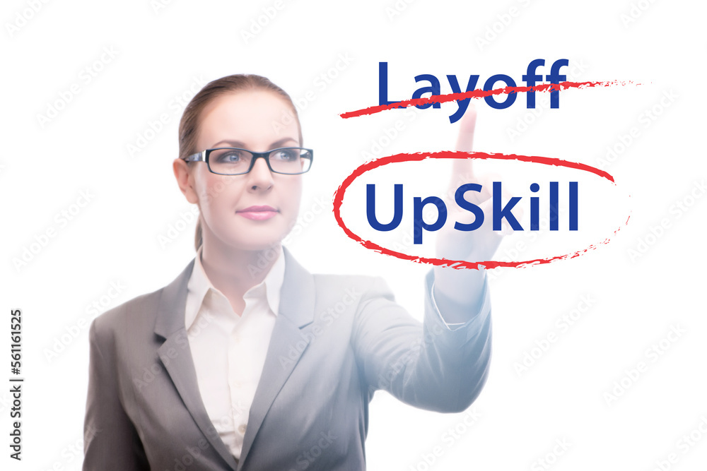 Re-skilling and upskilling in learning concept Re-skilling and upskilling in learning concept