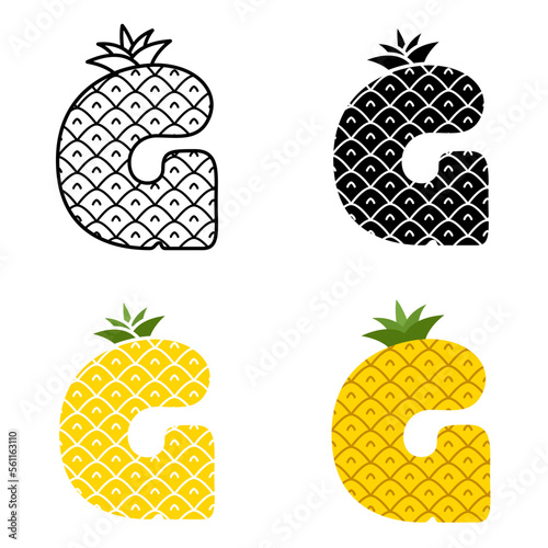 Alphabet G in flat style isolated