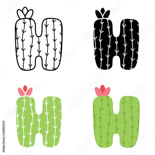 Alphabet H in flat style isolated