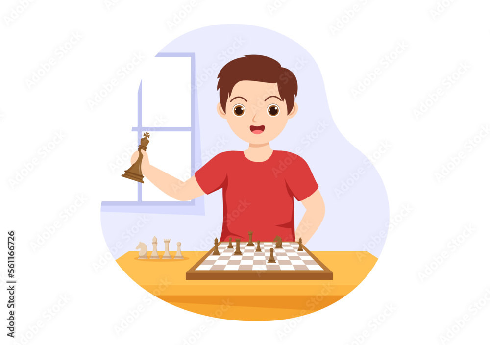 Chess Board Game Illustration with Kids Sitting Opposite and Playing for Web Banner or Landing Page in Flat Cartoon Hand Drawn Templates Illustration Chess Board Game Illustration with Kids Sitting Opposite and Playing for Web Banner or Landing Page in Flat Cartoon Hand Drawn Templates Illustration