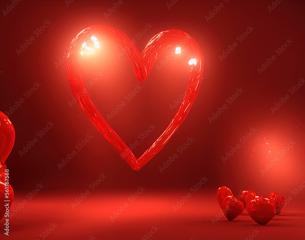 Red heart. Heart symbol love. Valentine's day. IA technology