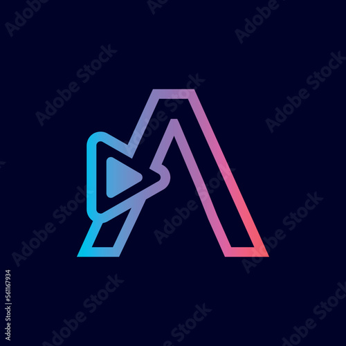 music logo design play brand letter A 