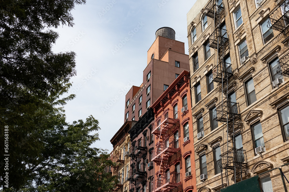 Old Apartment Buildings with Fire Escapes on the Lower East Side of New York City