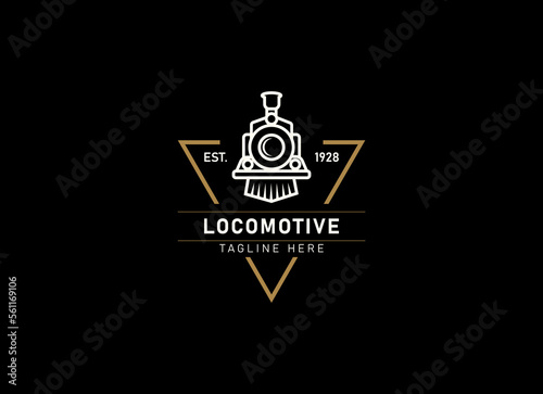 Locomotive logo illustration, vintage style emblem