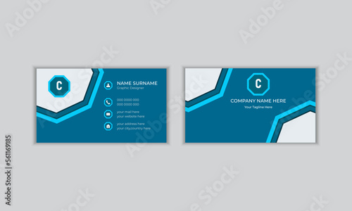 Double-sided creative business card template. Modern Creative Business Card Luxury business card design Elegant white back background with abstract Blue shiny lines. white modern business card 
