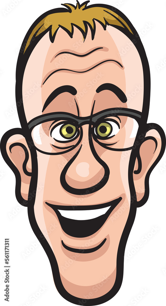cartoon smiling programmer face - PNG image with transparent background