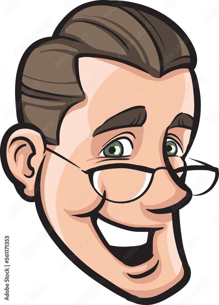 cartoon smiling teacher face - PNG image with transparent background