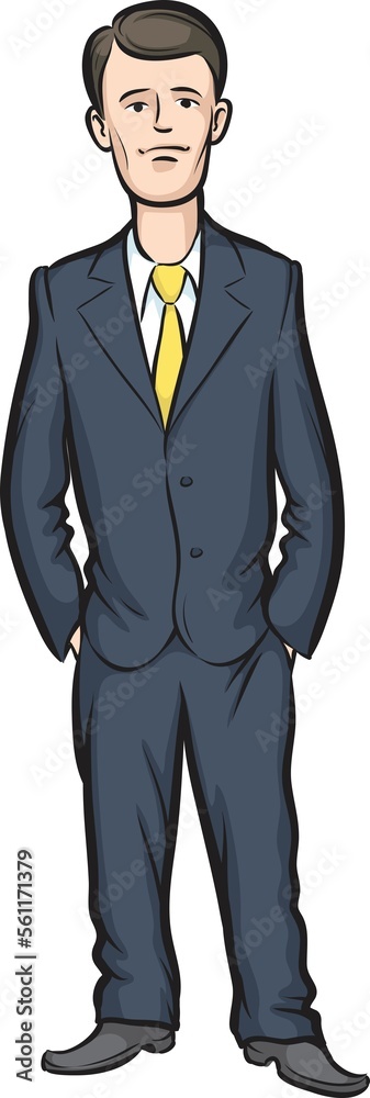cartoon standing businessman - PNG image with transparent background