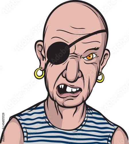 Fényképezés portrait of furious pirate - PNG image with transparent background