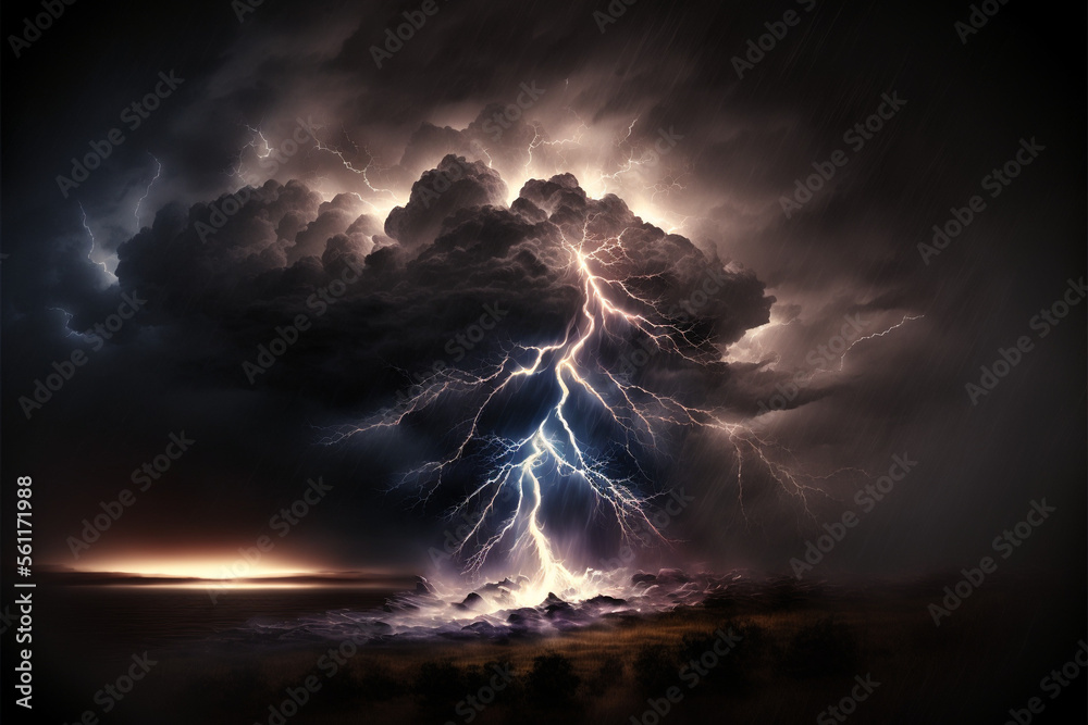 Beautiful lightning and thunder illustration